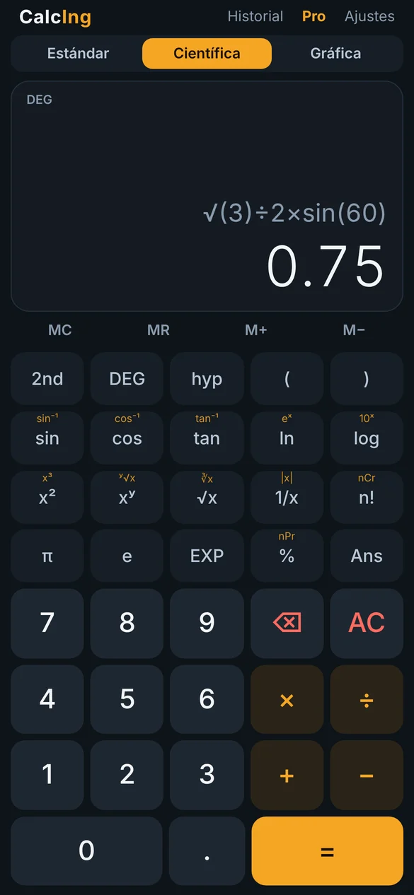 Modo científico de CalcIng